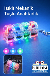 RGB Klavye 4 Düğmeli ve Renkli LED Işıklı, Stres Giderme, Taşınabilir ABS Clicker