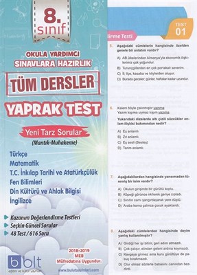 Bulut 8. Sınıf Tüm Dersler Yaprak Test