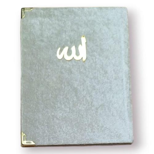 Çanta Boy Kadife Kapaklı Yasin Kitabı Süngerli 128 Sayfa Gri Renk