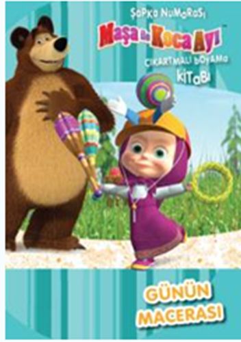 Maşa ile Koca Ayı Günün Macerası Şapka Numarası Çıkartmalı Boyama Kita