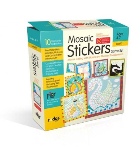 Mosaic Stickers Game Set - Mosaic Coding with Stickers and Attention Development-3 - Level 3 - Ages