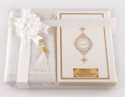 Seccade + Tesbih + Kuran Hediye Seti (Hafız Boy, Beyaz) %18 indirimli 