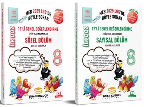 Sinan Kuzucu 2025 8. Sınıf LGS İlk Doz Sayısal Sözel 12 li Genel Değerlendirme Sınav Seti
