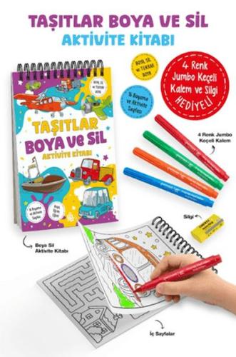Taşıtlar - Boya ve Sil Aktivite Kitabı / 3 Yaş + Sibel Erdal
